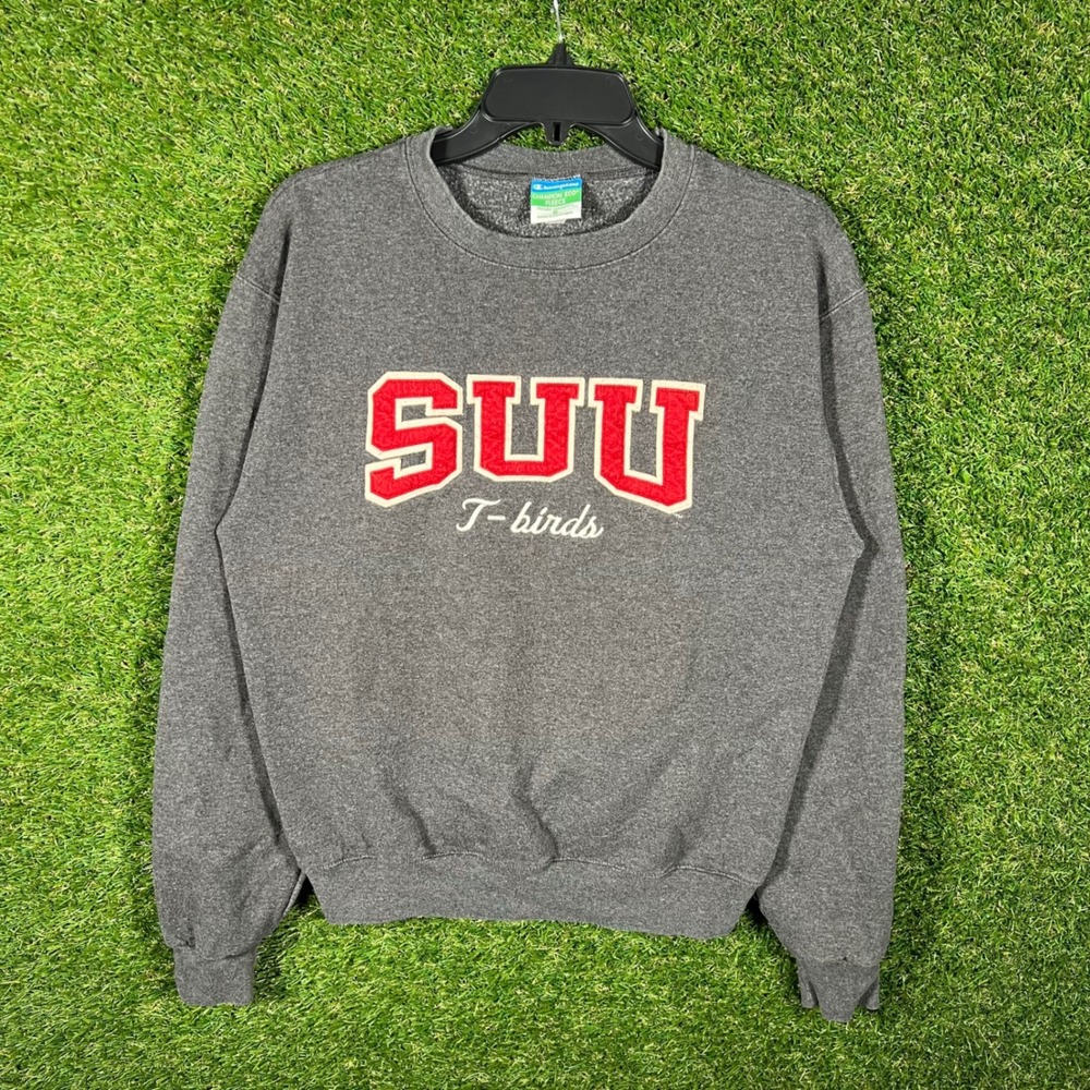 Champion SUU T-Birds Sweatshirt Crewneck Pullover Gray‎ Small Eco Fleece